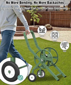 Artigarden Garden Hose Reel Cart with Wheels Outdoor Water Hose Reels Green - Image 6