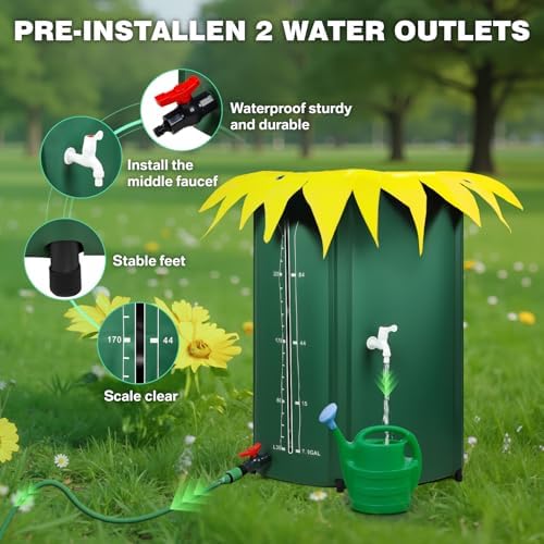 100 Gallon Rainwater Collection System Tank, PVC Portable Rain Water Collection Barrel for Garden Irrigation Water Catcher Container with 1000D Oxford Cloth, Spigot, Overflow Kit, Mesh Top (100) - Image 6