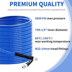 Selkie Pressure Washer Sewer Jetter Kit - 100Ft X1/4" Hydro Drain Jetter Cleaner Hose, Corner, Rotating and Button Nose Sewer Jetting Nozzle Waterproof Tape,Orifice 4.0 4.5,1/4 Inch NPT,5800 PSI - Image 2