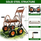 WERMAH Hose Reel Cart with Hose Guide, 4 Wheels Hose Cart, Holds 300ft 5/8" - Image 2