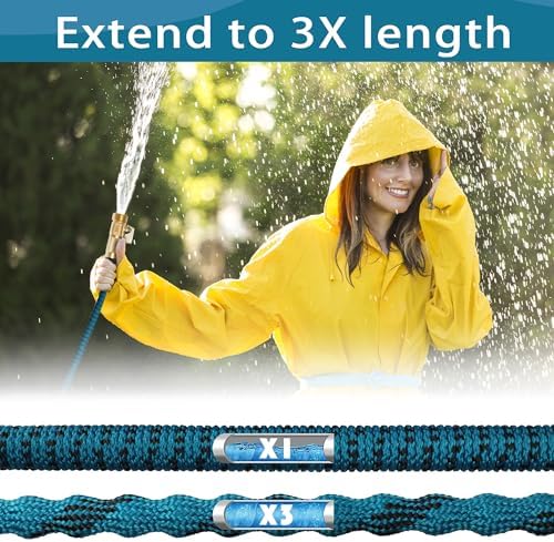 50 ft Garden Hose - Expandable Garden Hose with 10 Function Spray Nozzle - Kink-Free, Lightweight, Durable, Flexible, 2026 New Retractable Water Hoses for Yard, Lawn, Gardening(Blue Black) - Image 3