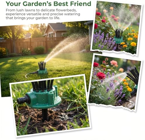 360° Rotating Lawn Sprinkler for Yard, Adjustable Garden Hose Sprinkler with Heavy Duty Spike Base, Automatic Irrigation Water Sprinkler for Lawn Grass Garden Dogs (3) - Image 6