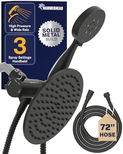HammerHead Metal Dual Shower Head Combo With 3-Spray Handheld and Rainfall by HammerHeadShowers