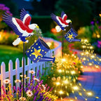 NBQQ Solar Watering Can Light Blue Metal Patriotic Eagle 4th of July Decor - Image 2