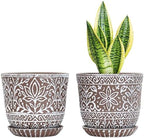 Gepege Ceramic Plant Pots, 6 Inch Indoor Planters with Drainage & Saucers by Gepege
