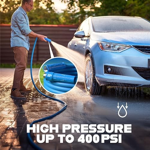 INVICTUS Garden Hose 50Ft x 5/8 in. Sprayer Nozzle Included, 2-Layer Heavy Duty Water Hose 50 Ft, Flexible, Lightweight, NON Expandable, Kink Resistant, Easy Connect Fittings - Image 6