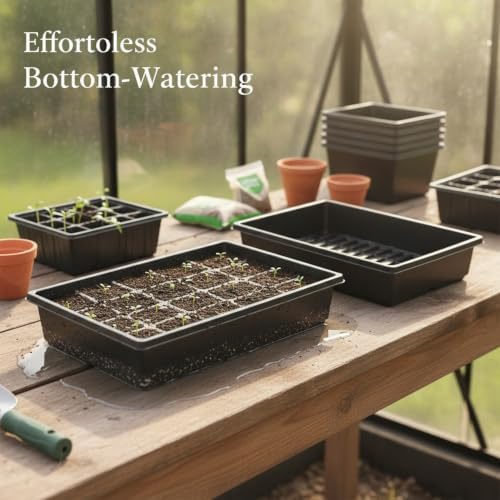 Plant Germination Trays, 10-Pack Solid Bottom Seedling Trays for Indoor Gardening and Bottom Watering, 17.3 x 11.4 Inches (Set of 10) - Image 3