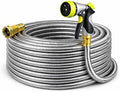 Metal Garden Hose 150 ft – 304 Stainless Steel Water Hose with Nozzle Sprayer, Garden Hoses Flexible, Lightweight, No Kink, Heavy Duty for Outdoor (150 ft) by Holldoor