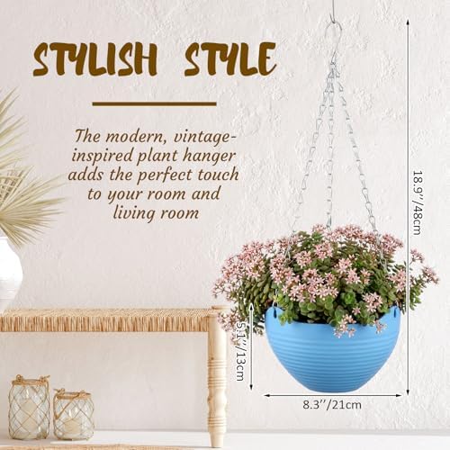 Zopeal 16 Pack 8" Blue Self Watering Hanging Planters for Plants - Image 2