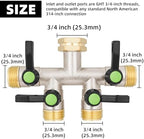 4 Way Hose Splitter, Brass High Flow Garden Hose Splitter Heavy Duty, Hose Connector, Water Spigot Splitter, Full Flow Faucet Splitter with shutoff, 3/4” GHT Inlet - Image 2