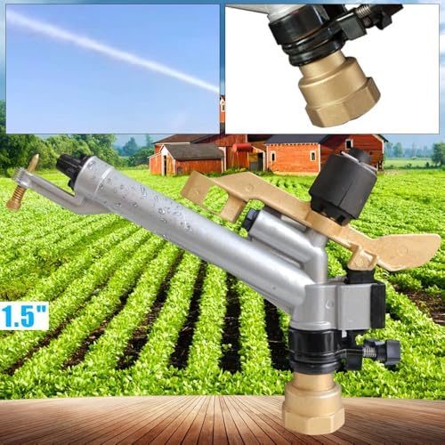 Impact Sprinkler Gun, 1.5" Long Range 360° Adjustable Water Irrigation Spray Tool Kit for Orchards, Farms, Seedlings, Wheat, Lawn - Image 2