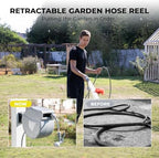 Retractable Garden Hose Reel,Wall Mounted Hose Reel, Optional Position Lock，Slow-Retract System，Wall Mounted，180°Swivel Bracket，Light Grey - Image 4