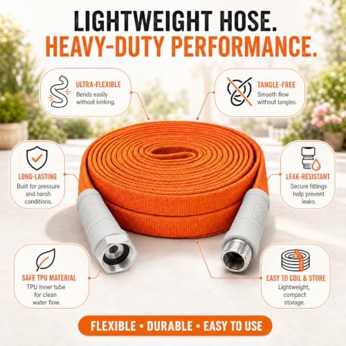 Garden Hose 100ft with Upgraded Hard Grip,Ultra-Light&Flexible Water Hose,Durable All-Weather,Made of TPU,Drinking Water Safe,Easy to Store&Coil,Kink-Free,Ideal for Camping,Car Wash,Yard,Garden,Orange - Image 2