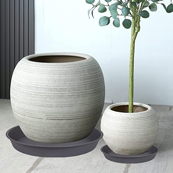 4 Pack of 20 21 inch Plant Saucer Round, Deep Plant Saucers for Pots, Heavy Duty Plastic Plant Drip Tray for Indoors Outdoor, Bird Bath Bowls, Plant Trays for Planter 19-22" (21 inch, Cement) - Image 3