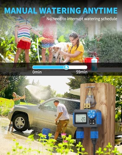 Sprinkler Timer, 2 Zone with Brass Swivel, Digital Irrigation Controller System with Rain Delay/Manual/Automatic Watering for Outdoor Garden Yard Lawn - Image 6