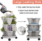 DUNCHATY Stackable Planter, Vertical Garden Planter with Wheels and Tools, Self Watering Strawberry Planter Indoor/Outdoor 3 Tier Herb Planter Pots for Growing Vegetables and Succulents,Gray - Image 4
