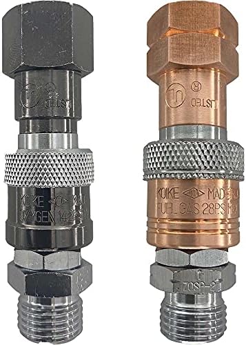 Koike Oxy-Fuel Quick Connect Torch To Hose Coupler Set, Safe Fuel/Oxygen Disconnect, Leak-Proof Design, UL Listed (SET) by KoikeAronsonInc