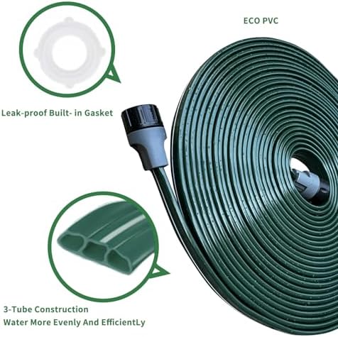 Watoo 2026 Sprinkler Hose & Soaker Hose for Yard - 150 FT Reinforced Flat Garden Hose with Holes, Heavy Duty No-Kink Lawn Irrigation Hose (Includes Stakes, High Pressure Spray) - Image 5