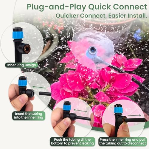 240FT Drip Irrigation System Kits, Quick-Connect Garden Watering System for Raised Bed, Potted Plants, Lawn, Greenhouse with 1/2 inch Hose 1/4 inch Tubing and Accessories - Image 4