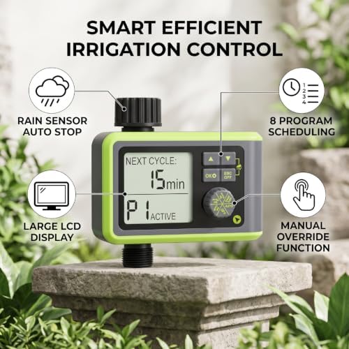 banapoy Sprinkler Timer 1 Zone Rain Sensor Auto Shutoff Programmable - Image 3