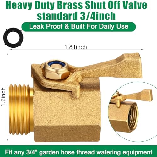 Therwen 4 Pack 3/4 Inch Brass Garden Hose Shut off Valve Water Connector - Image 2