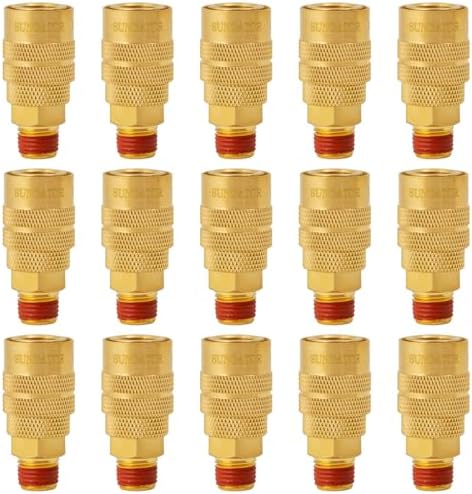 SUNGATOR 15-Pack Brass 1/4" Quick Connect Air Hose Coupler, MNPT Industrial by SUNGATOR