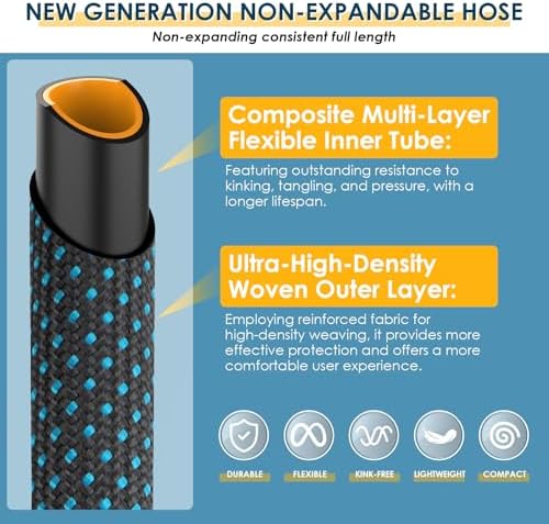 Non-Expandable Garden Hose 25 FT, Lightweight Flexible Water Hose - Image 4