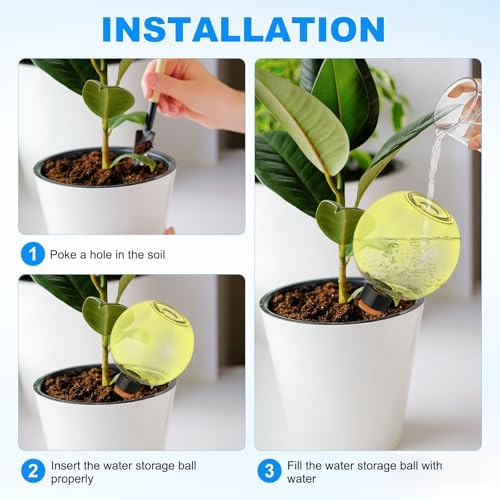 M METERXITY 3-Pack Plant Self Watering Globes, 5.3 oz Plastic Bubble Water Bulbs Top Fill for Indoor/Outdoor Plants, Self Watering Spikes Slow Release Terracotta [Yellow] - Image 4