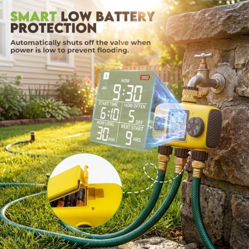 3 Zone Sprinkler Timer for Garden Hose, Brass Inlet Yard Irrigation - Image 6