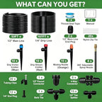 250FT Drip Irrigation System for Garden with 38pcs Adjustable Copper Nozzles & Emitters, Automatic Garden Watering System with 1/2" & 1/4" Tubing for Raised Bed, Yard, Greenhouse, Potted Plants, Lawn - Image 2