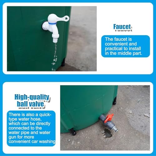 Collapsible Rain Barrel，Foldable Rainwater Collection Barrel，Outdoor Rainwater Collection Barrel,Portable PVC Fluid Storage ，Rain Barrels，for Garden Outside Lawn(1000L) - Image 5