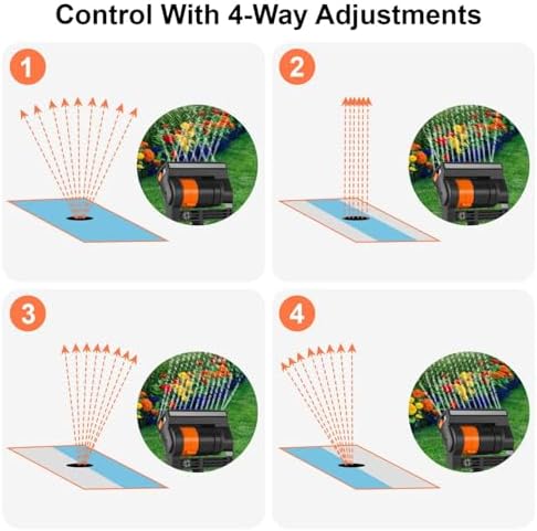 Oscillating Garden Lawn Sprinkler, Adjustable Spray Angle Grass Watering Irrigation System with Spike Base, Fits 3/4" Hose, Black/Orange - Image 5