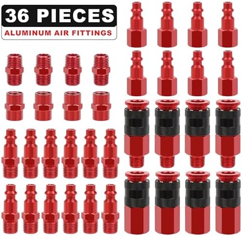 Hromee Universal Air Coupler and Industrial Air Plug Kit, 1/4 Inch Threads and Body Size, 36 Pieces Air Compressor Hose Fittings - Image 5