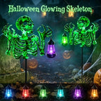 YJFWAL Halloween Skull Decor with Solar Light, 1 Pack Skull Solar Garden Lights Outdoor Waterproof for Family and Friends, Stake Lights with Solar Lanterns Yard Art Outside Patio Garden Decor - Image 2