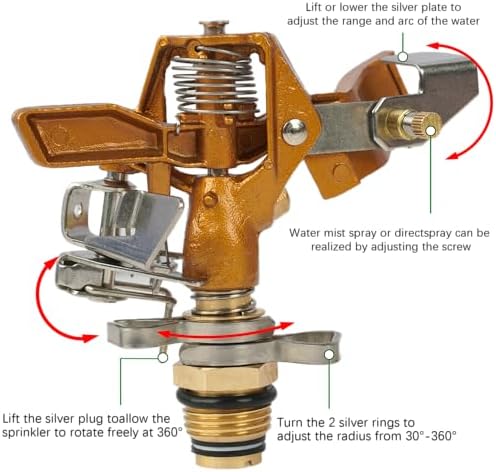 LIULO TOOL Impact Sprinkler on Tripod Base, Tripod Sprinklers with Head, 360 Degree Large Area Irrigation with Extension Legs Flip Locks, Heavy Duty 3/4" Connector for Lawn Yard Garden - Image 3
