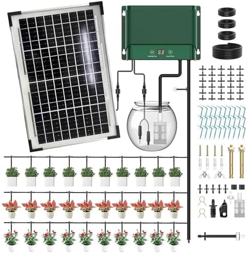 Sun Powered Automatic Drip Watering with 50 Emitters for Garden Bushes and Outdoor Cultivation Solar Automatic Plant Watering by Unknown
