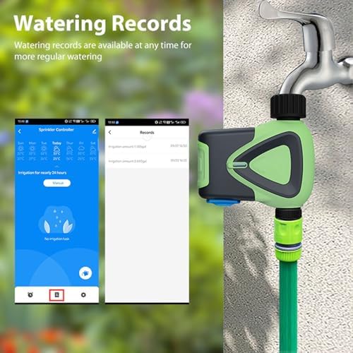 Eujgoov Smart Water Timer, Bluetooth Hose Timer with Brass Inlet, 2 Outlet 8 Programmable Water, Weatherproof Irrigation System, Large LCD Display, Blue (NPT) - Image 5