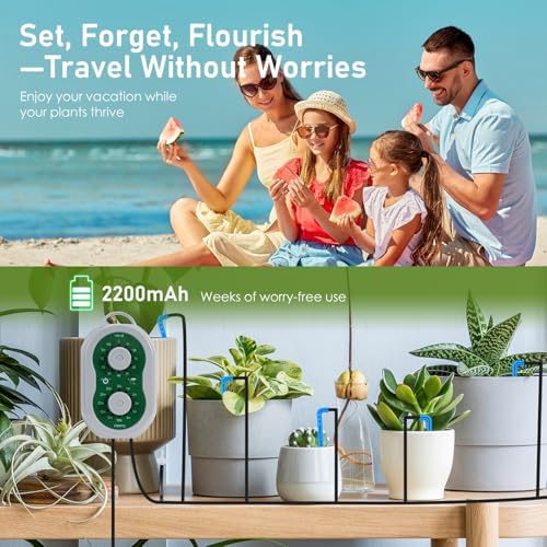 WIOR Automatic Plant Waterer Drip Irrigation System Kit for 15 Potted Plants, Indoor Self Watering System Plant Watering Devices with Programmable Water Timer for Garden Balcony Greenhouse Vacation - Image 3