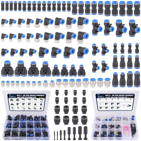123 Pcs Quick Connect Air Line Fittings Kit Pneumatic Air Fittings by XaXmTee