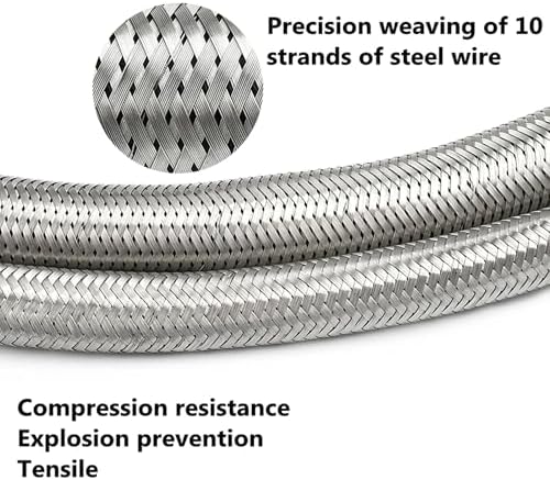 1 PC 1/2, 3/4 Inch 304 Stainless Steel Braided Hose Cold Hot Water Pipe Toilet Faucet Connection Pipe Garden Water Connection, 1/2inch, 5m - Image 4
