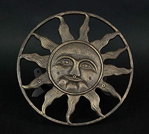 Zeckos Sun Face Garden Hose Holder, 12 Inch Diameter Bronze Cast Iron - Image 3