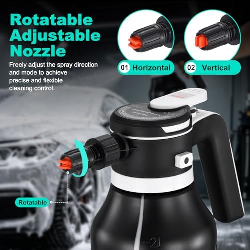 Electric Foam Sprayer,2L Portable Rechargeable Cordless Pressurized Spray Foam Cannon, Car Wash Foam Gun for Car Wash Detailing Garden Black - Image 4