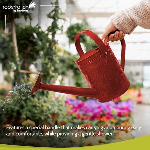 Headwind Cortland 1 Gallon Metal Watering Can with Brass Rose Spout, Vintage Galvanized Watering Can for Garden, Indoor & Outdoor Plants, Copper Accent Steel – Cayenne Red - Image 6
