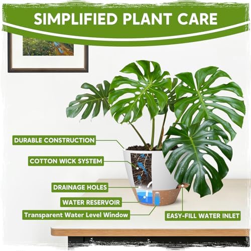 Self-Watering Pots for Indoor Plants with Visible Water Window,5/6/6.5/8/10 Inch Outdoor Flower Pots with Drainage Holes & Reservoir for Patio, Home Decor (White) - Image 4
