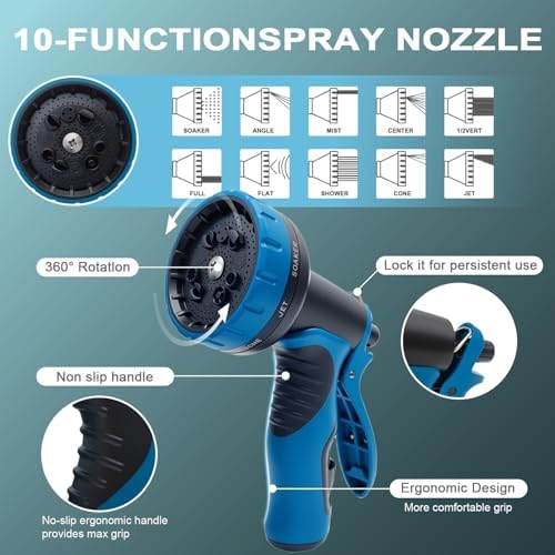 garden hose 100 FT, non-extendable and ultra-lightweight, equipped with 10-function nozzle. Kink-free, sturdy, flexible, and wear-resistant, suitable for use in yards, lawns, outdoors (100 FT) - Image 6