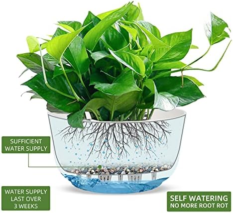 Dexceder 9.8 Inch Self Watering Hanging Planter (2 Pack, White) - Image 2