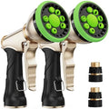 RAINPOINT Garden Hose Nozzle, Heavy Duty Metal Water Hose Sprayer Nozzle with 9 Adjustable Spray Patterns, High Pressure Hand Sprayer for Watering Plants, Lawns, Car and Pet Washing (2Pack, Green) by RainPoint
