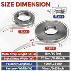 Stainless Steel DIY 50 ft Metal Strap + 12 Fasteners Band Hose Clamp - Image 2