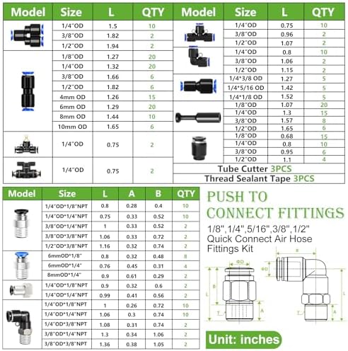 mxuteuk 324PCS Quick Connect Air Hose Fittings,Quick Release Pneumatic Kit - Image 3
