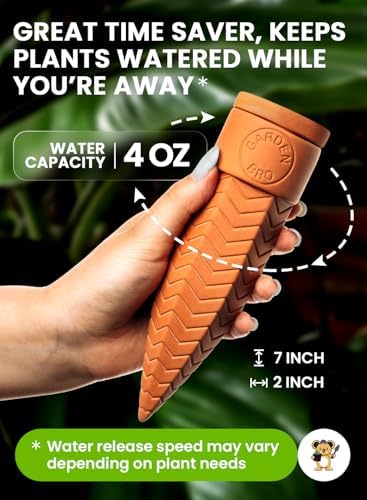 8pc Olla Watering Spikes For Plant Watering With Lids - Automatic Terracotta Self Watering Spikes For Indoor Plants & Outdoor - Terracotta Watering Spikes For 8" Pots Or Larger Water Plants While Away - Image 5